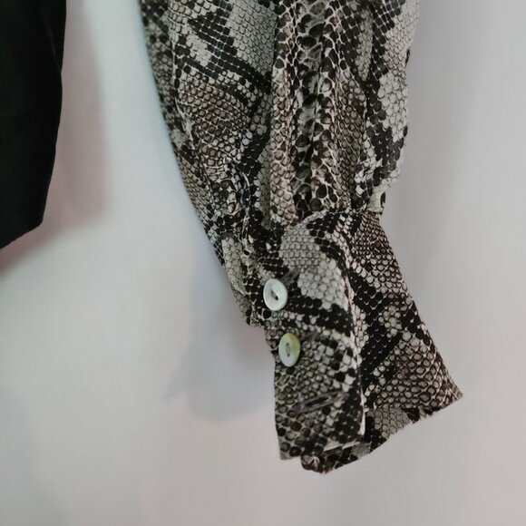 Zara Accessories Snake Print Semi-sheer Bodysuit Long Sleeve Deep V-neck Sz S - Picture 8 of 11